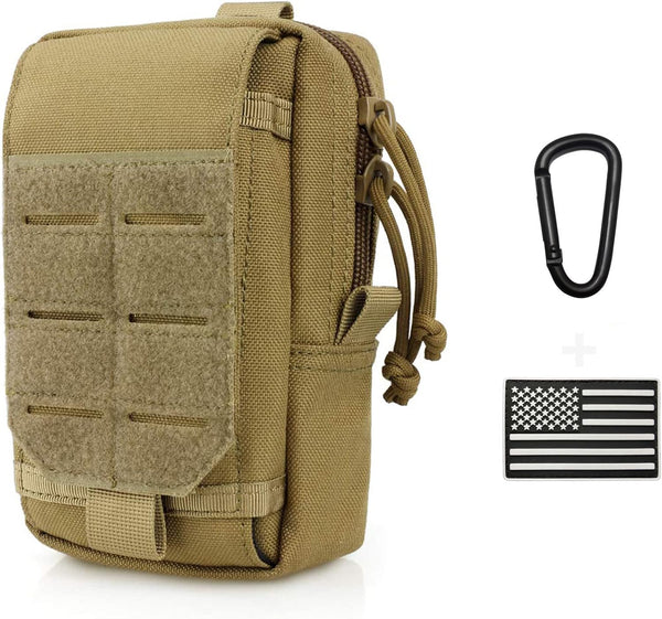 Tactical Molle Pouch Military Waist Bag, Outdoor EDC Tool Bag Organizer with U.S.A Patch and Carabiner Included