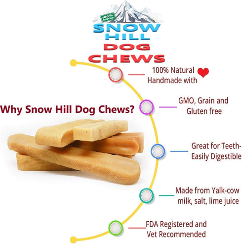 Snow Hill Yak Cheese Chews for Dogs, All-Natural Long Lasting Treats, Odorless, Great for Oral Health