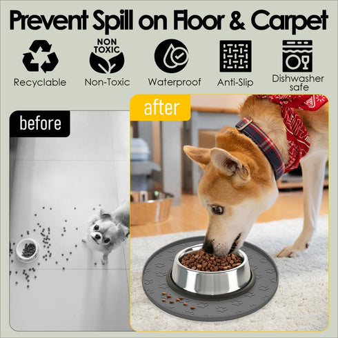 1 Pack 10.9 10.9 (1 Pack, Pet Feeding Mats for Food and Water, Waterproof Anti-Slip Placemats for Dog Cat Bowl