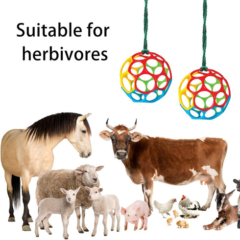 Besimple 2 Pack Horse Treat Ball Hay Feeder Toy, Goat Feeder Ball Hanging Feeding Toy for Horse Goat Sheep Relieve