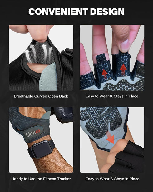 LIONCO Workout Gloves for Men Women,Weight Lifting Gloves with Breathable Gel Padded Excellent Grip for Gym