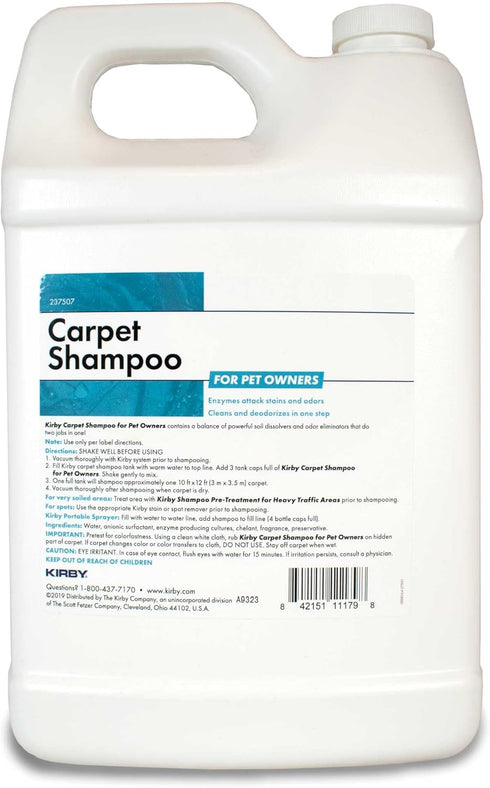 Kirby 237507 1gal Regular Shampoo Pet Stain & Odor Remover, Carpet & Rug Shampoo, 3.785 Liters