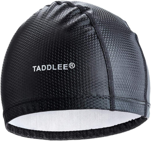 Taddlee Men Swim Cap, PU Fabric Silicone Bathing Swimming Hat, Waterproof Sports Adult Swim Wear Accessories, Large Size