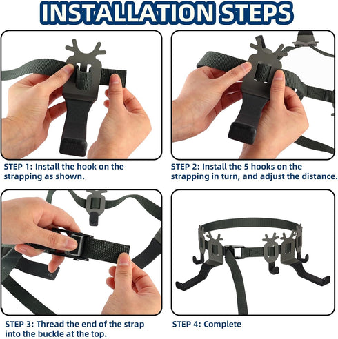 Highwild Treestand Strap Gear & Bow Hangers - Multi-Hook Accessory Holder for Hunting Gears, 3 Gear Hooks + 2 Bow