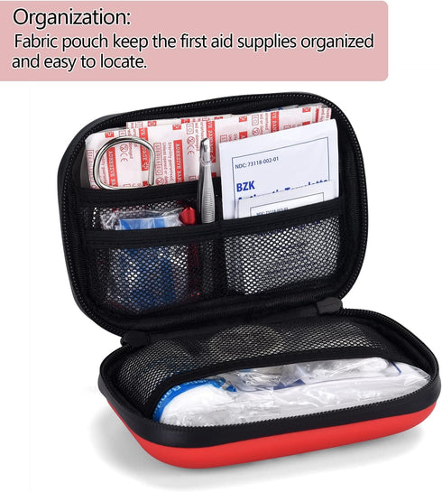 Portable First Aid Kit - Compact Medical Kits with Compartments, EVA Case for Camping, Hiking, Home