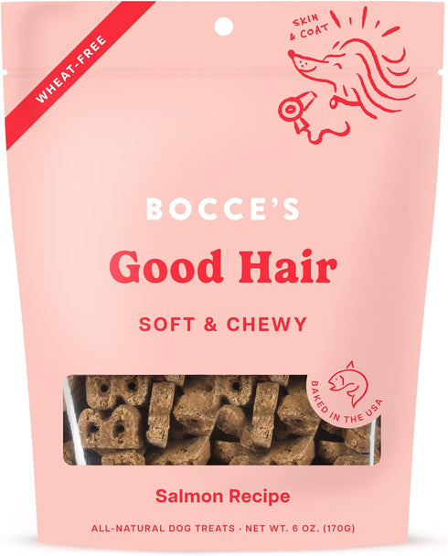 Bocce's Bakery Dailies Good Hair Dog Treats, Wheat-Free Salmon Recipe for Skin & Coat Support, 6 oz
