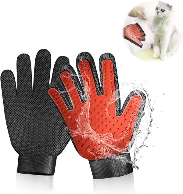 Pet Grooming Glove Hair Remover Brush, Gentle Deshedding Mitt for Dogs, Cats, Horses, Long Short Fur (1 Pair)