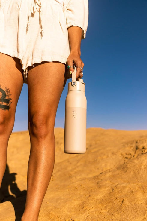 LARQ Bottle Swig Top 23oz, Insulated Stainless Steel Water Bottle with Built-In Handle, Mojave Dune