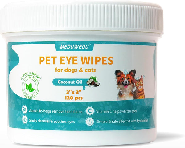 MEDUWEDU Eyes Wipes for Dogs & Cats 120 Counts, Grooming Kit Care