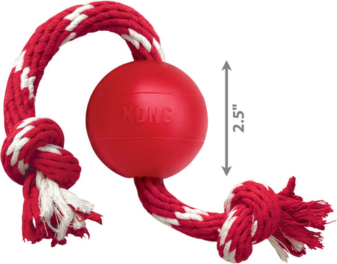 KONG Ball with Rope - Durable Fetch Toy for Easy Throwing, Tug, Playtime & More for Small Dogs