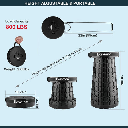 Boreeman 2026 800lbs Upgraded Collapsible Stool Lightweight Yet Sturdy with Load Capacity Portable Folding Stool
