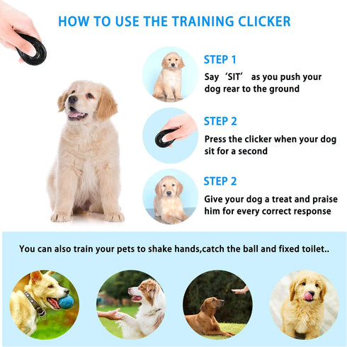 Pet Training Clicker with Wrist Strap, Dog Training Clicker Set for Dog, Cat, Bird, Horse, etc. (4 Color)