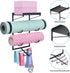 Yoga Mat Holder Wall Mount, 3 Sectional Yoga Mat Storage Rack with 7 Hooks for Foam Roller and Resistance Bands