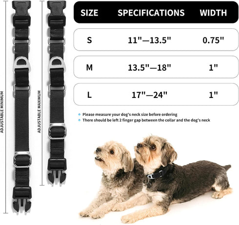 Martingale Dog Collars, Adjustable Nylon with Quick Release Buckle, No Choke Training Collar for Small, Medium, Large