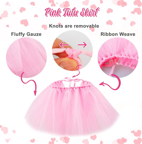 Dog Birthday Outfit Pink Tutu with Birthday Hat, Necklace & Bowtie Hairpin for Dogs (16-23 inch Wrist)