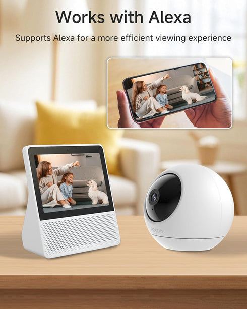 Noorio 4K 5GHz 360 T120 Security Indoor Camera, WiFi Security Camera, Pet/Dog/Baby Camera with Phone app, Pan-Tilt