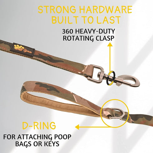 Heavy Duty Bungee Dog Leash 6 ft - 7.5 ft for Large and Medium Dogs, No Pull Reflective Tactical Leash
