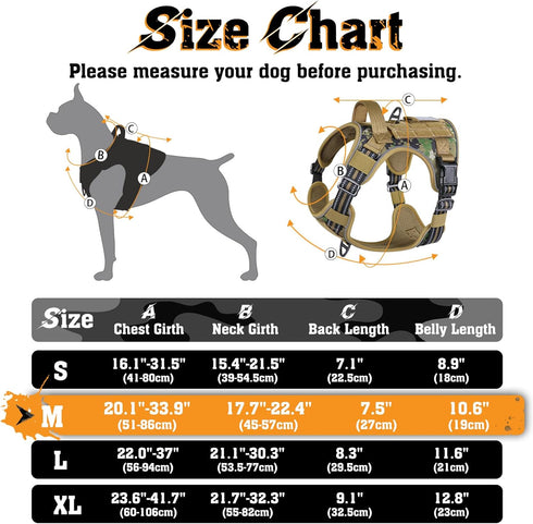 rabbitgoo Dog Harness Medium Sized No Pull, Tactical Service Dog Vest with Molle and Control Handle, Adjustable and Reflective Military Pet Harness for Easy Walking and Training, Brown camo, M