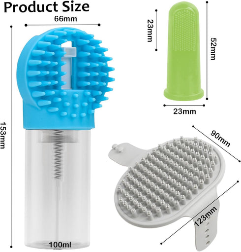 (6 Pcs) ELEGX Pet Grooming Bath Massage Brush with Soap and Shampoo Dispenser Soft Silicone Bristle for Long Short