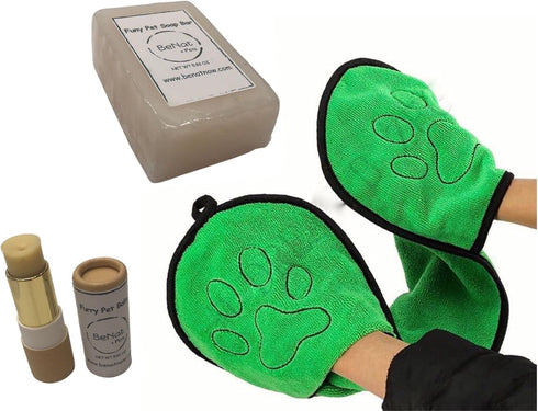 3-Pack Pet Grooming Bundle - Natural Pet Soap Bar, Eco-Friendly Pet Balm, and Dog Bath Towel