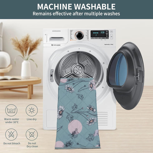 IEUUMLER Washable Pee Pads for Dogs, Non-Slip Waterproof Whelping Pad, Green Daisy, 63"X63"-1pcs