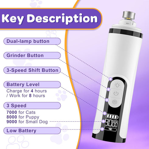 Pet Nail Grinder Quiet Professional Cats Cordless Clippers Cat Claw Care Cat Grooming Clippers Cat Grooming Supplies