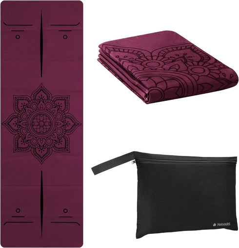 Navaris Foldable Yoga Mat - Non-Slip Portable Exercise Mat for Travel - 1/16" (1.5mm) Thick Pilates, Workout, Gym,