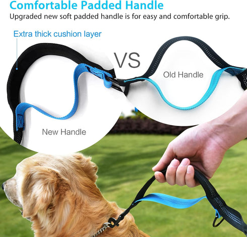 Hands Free Dog Running Leash with Zipper Pouch - Dual Handle, Elastic Bungees for Medium and Large Dogs