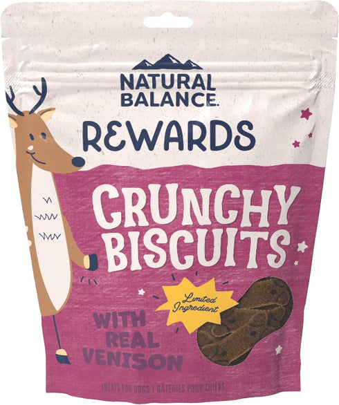 Natural Balance Limited Ingredient Rewards Crunchy Biscuits - Grain-Free Dog Treats, Venison Recipe, 28 Ounce