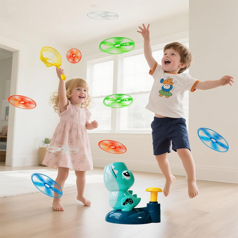 Generic 3-8, 8 Dinosaur Flying Disc Launcher Toy Kids Outdoor Toys for Boys & Girls Ages Fun Press & Launch Game
