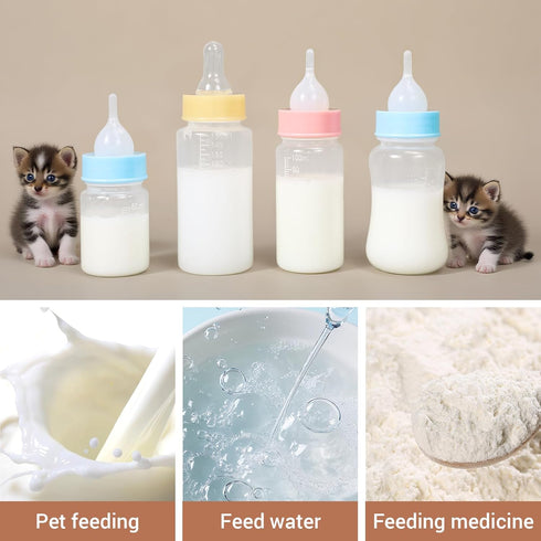 2oz- Puppy Kitten Nursing Bottle Small Animal Feeding Kit with Nipples | Hand Feeding Supplies for Puppies, Kittens