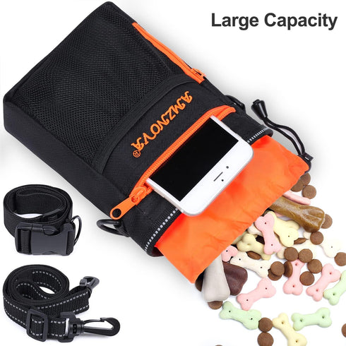 Dog Treat Bag, Large Training Pouch with Adjustable Shoulder Strap, Poop Bag Dispenser, Easy to Carry