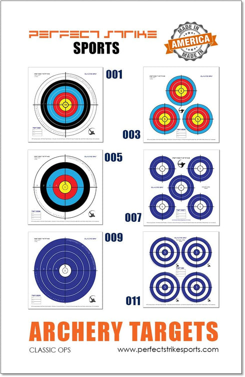 Perfect Strike Archery Targets, Classic OPS No. 001, Paper Targets for Practice in The Backyard or at The Range (12" x
