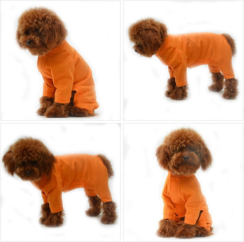 Lovelonglong Four Feet Dog Lightweight Pajamas, Pure Cotton Dog Jumpsuits for Large Medium Small Dogs (Orange XS)