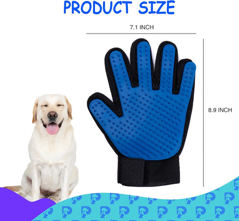 Dog Bath Gloves - Silicone Hair Removal Mittens for Dogs and Cats, Flexible Comfortable Adjustable Strap for All Hair