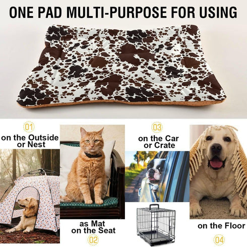 Qilmy Cow Print Dog Bed, Non-Slip Soft Cat and Dog Bed Mattress, Washable Kennel Pad (24 x 36 Inch)