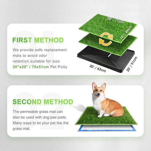 28"18" Hompet Dog Grass Pads, Puppy Turf Potty Training Pads, Artificial Turf for Dog Systems Replacement Grass Mats
