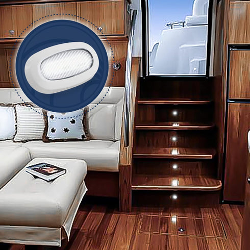 Five Oceans Oblong LED Courtesy Light, 4 Pack Marine Accent Lights for Boat Interior