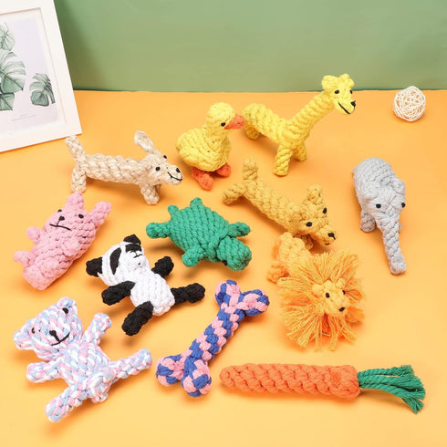 Sumind 12 Pcs Dog Rope Toys for Aggressive Chewers - Valentine Gifts for Puppy Playtime (12 Styles)