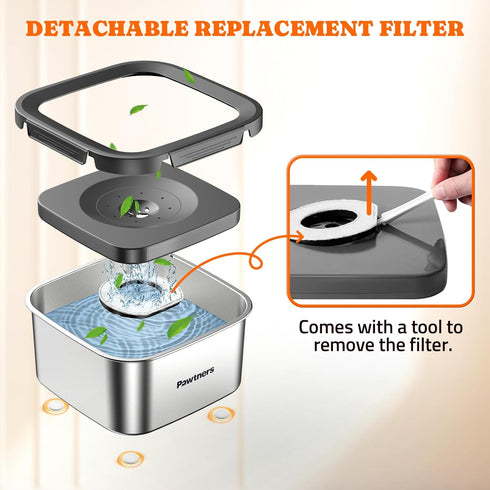 6 Packs Replacement Filters for Pawtners 4.5L No-Spill Dog Water Bowls, Activated Carbon Material for Pet Dogs