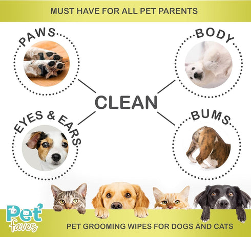 Pet Faves Dog Wipes for Cleaning and Deodorizing | Hypoallergenic Grooming Wipes for Dogs and Puppies (100 Count)