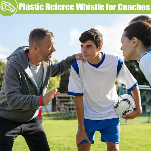 50/100PCS Plastic Referee Whistle with Bracelet Loud Crisp Sound Sports Whistle Multicolor Bulk for Adults Kids Coaches