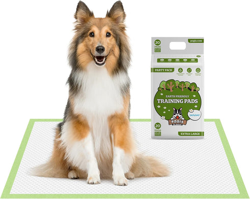 Pogi's XL Dog Training Pads with Adhesive Sticky Tabs, 20-Count, 24x35in, Plant-Based Puppy Pee Pads for Extra Large