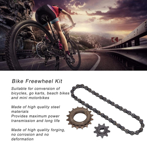 VBESTLIFE Freewheel Chain Kit, 16 Tooth Freewheel 9 Tooth Sprocket 38 Section Chain Kit for Mountain Bike