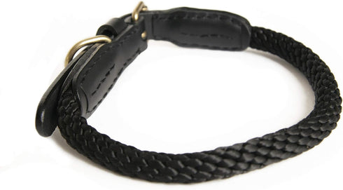 Alvalley Rope & Leather Dog Collar, Heavy-Duty Braided Collar for Training & Walking, Durable Polypropylene Rope