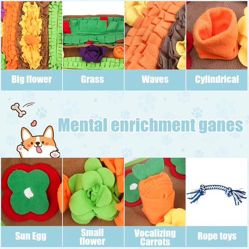Snuffle Mat for Large Breed Dogs, 32'' X 20'' Sniff Mat for Slow Eating and Treats, Mental Stimulation