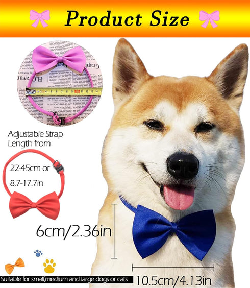 Dog Bow Tie Collar, 10 Pcs Grooming Bowties for Dogs Cats, Elegant Color Pack Pet Costumes