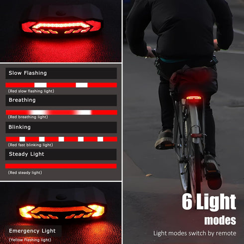 WSDCAM Bike Cargo Rack Tail Light with Turn Signals, USB C Rechargeable Bicycle Safety Light