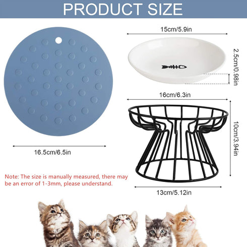 Cat Bowl, Ceramic Raised Cat Food Bowl,Elevated Pet Bowl,Anti Vomiting Cat Feeding Bowl, Non Slip Cat Dish, Protect Pet's Spine Make Cats Feel Comfortable1