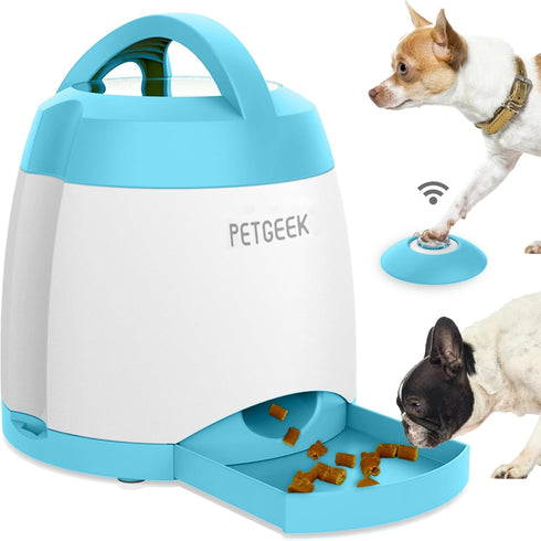 PETGEEK Dog Treat Dispenser with Button, Automatic Dog Feeder with Remote Control